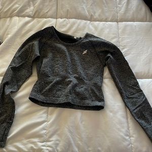 Dark grey long sleeve workout shirt